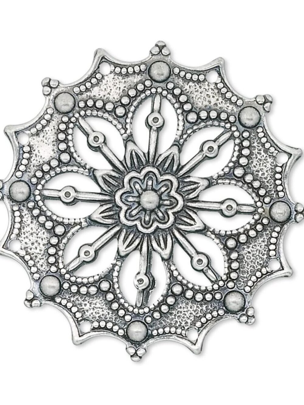 Steampunk Antique Silver Filigree Focal Pendant Beads 2 pcs
